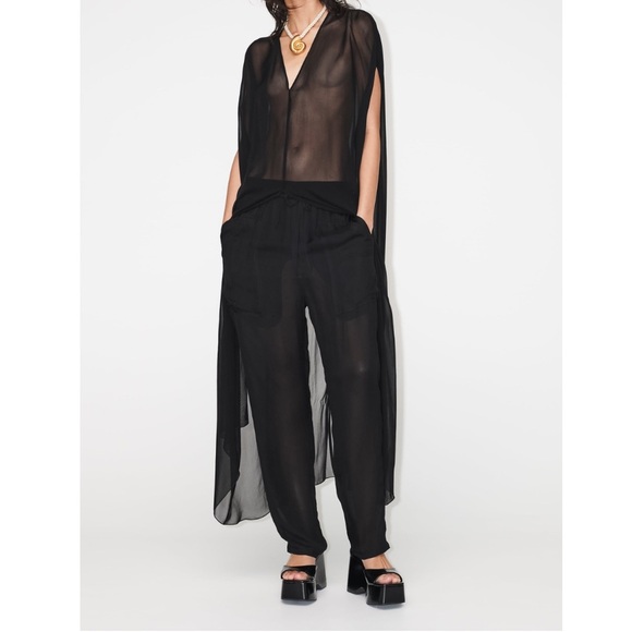 New! Zara medium black longline sheer loose fit blouse. - Picture 2 of 12